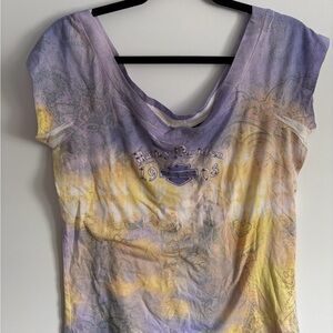 Harley-Davidson Women's Purple and Yellow Short Sleeve Tee